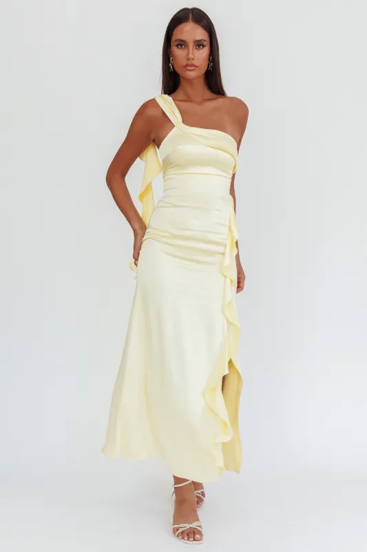 Carmel One-Shoulder Split Maxi Dress Butter sold by Selfie Leslie