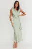 Take Care Backless Sash Maxi Dress Pistachio sold by Selfie Leslie