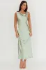 Take Care Backless Sash Maxi Dress Pistachio sold by Selfie Leslie