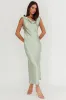 Take Care Backless Sash Maxi Dress Pistachio sold by Selfie Leslie