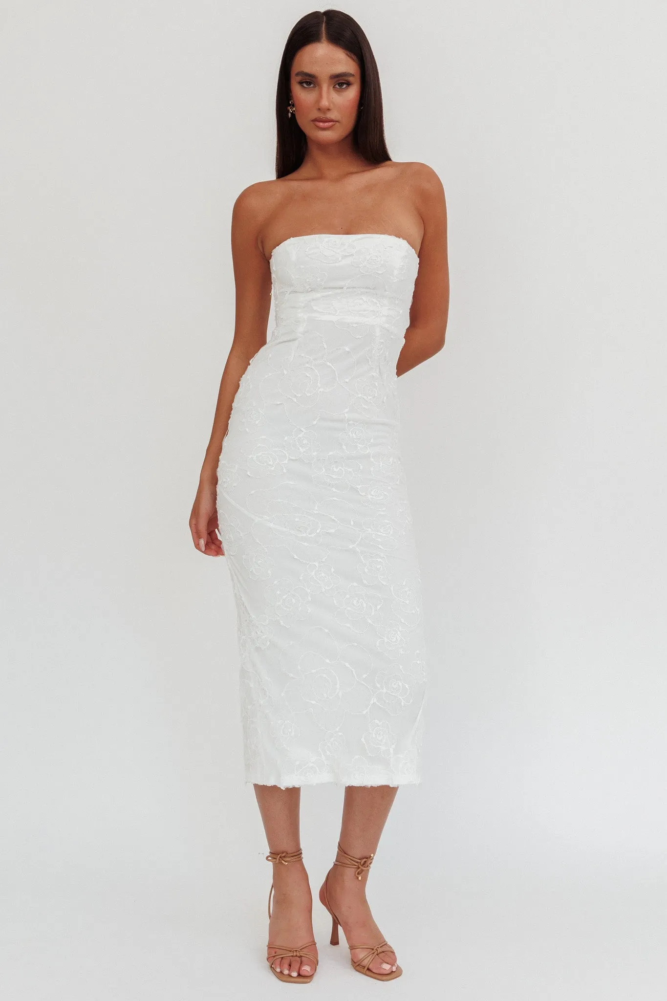 Bia Strapless Embroidered Midi Dress White sold by Selfie Leslie product image thumbnail 5