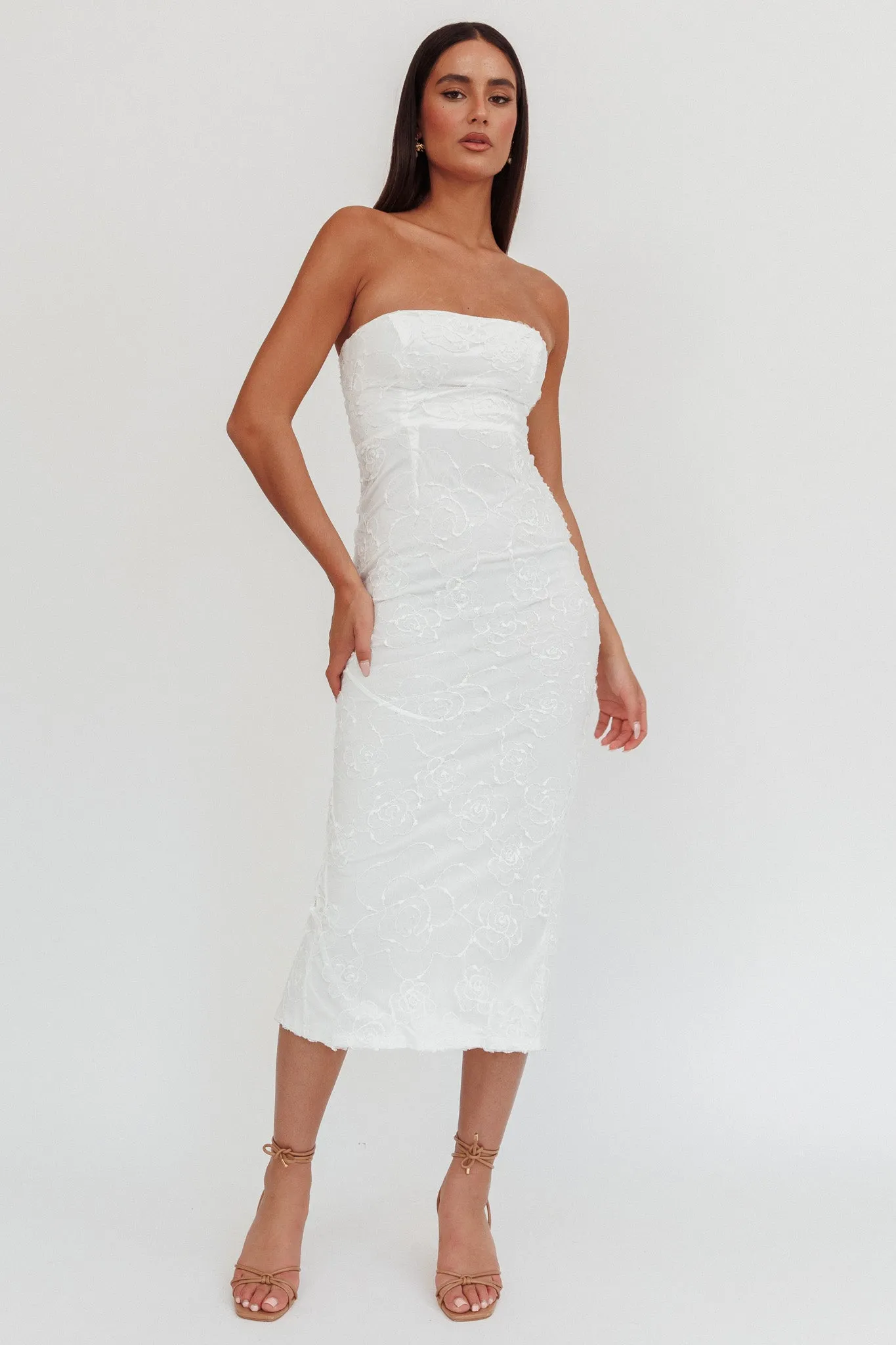 Bia Strapless Embroidered Midi Dress White sold by Selfie Leslie product image thumbnail 4