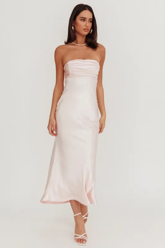 Moon Song Strapless Laced Back Dress Blush sold by Selfie Leslie