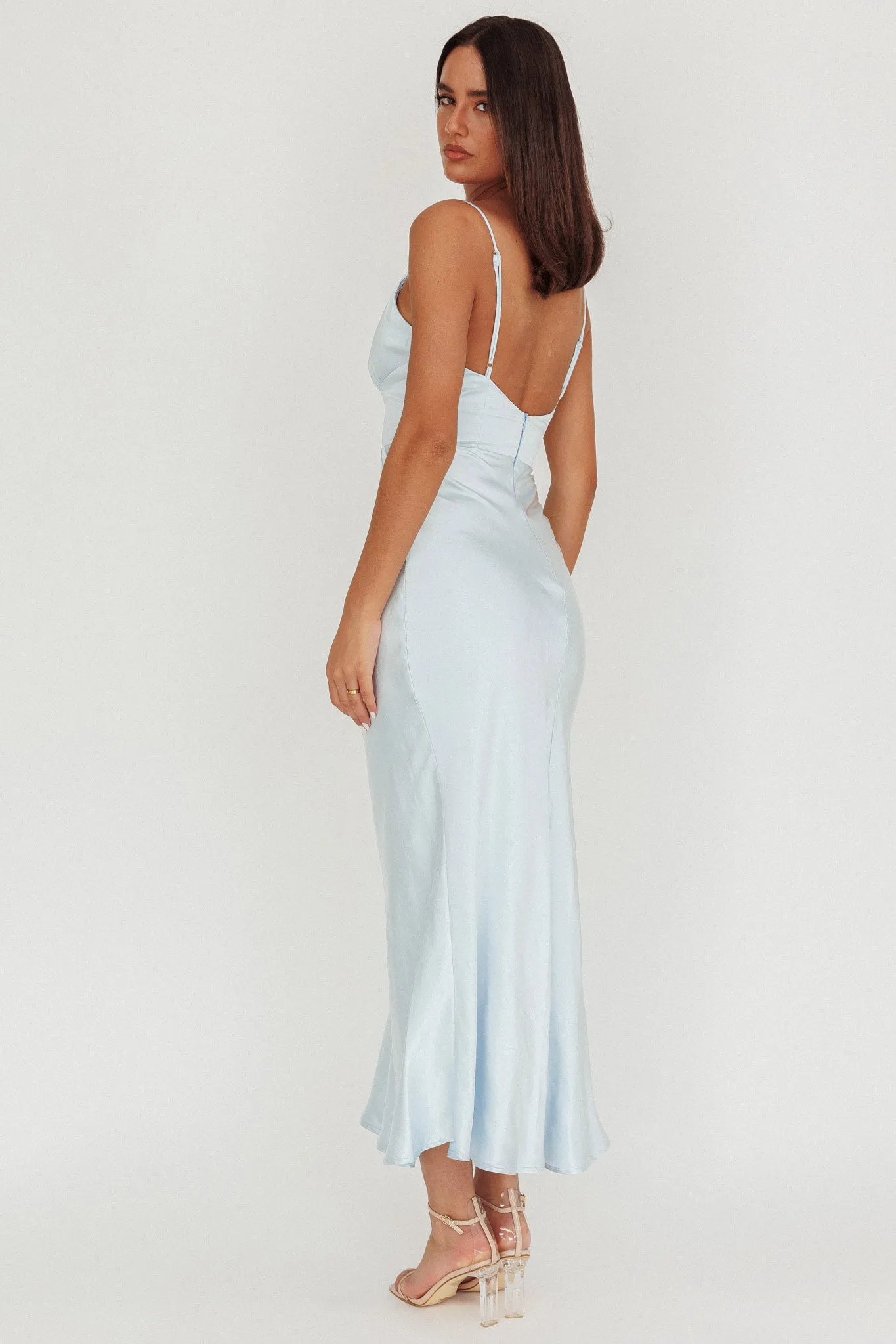 Hold Me Satin Backless Maxi Dress Ice Blue sold by Selfie Leslie product image thumbnail 2