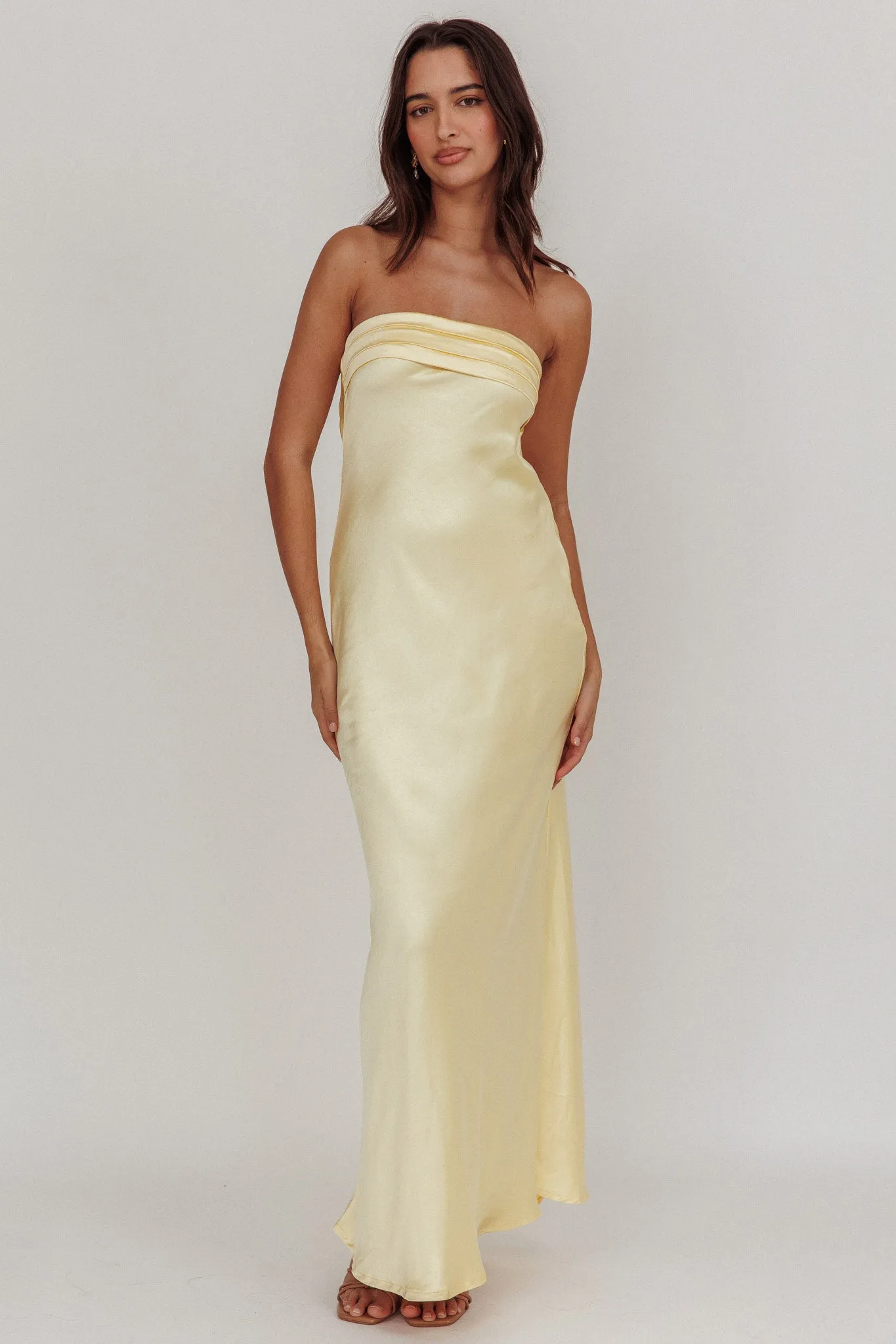 Kona Strapless Open Back Maxi Dress Butter sold by Selfie Leslie product image thumbnail 4
