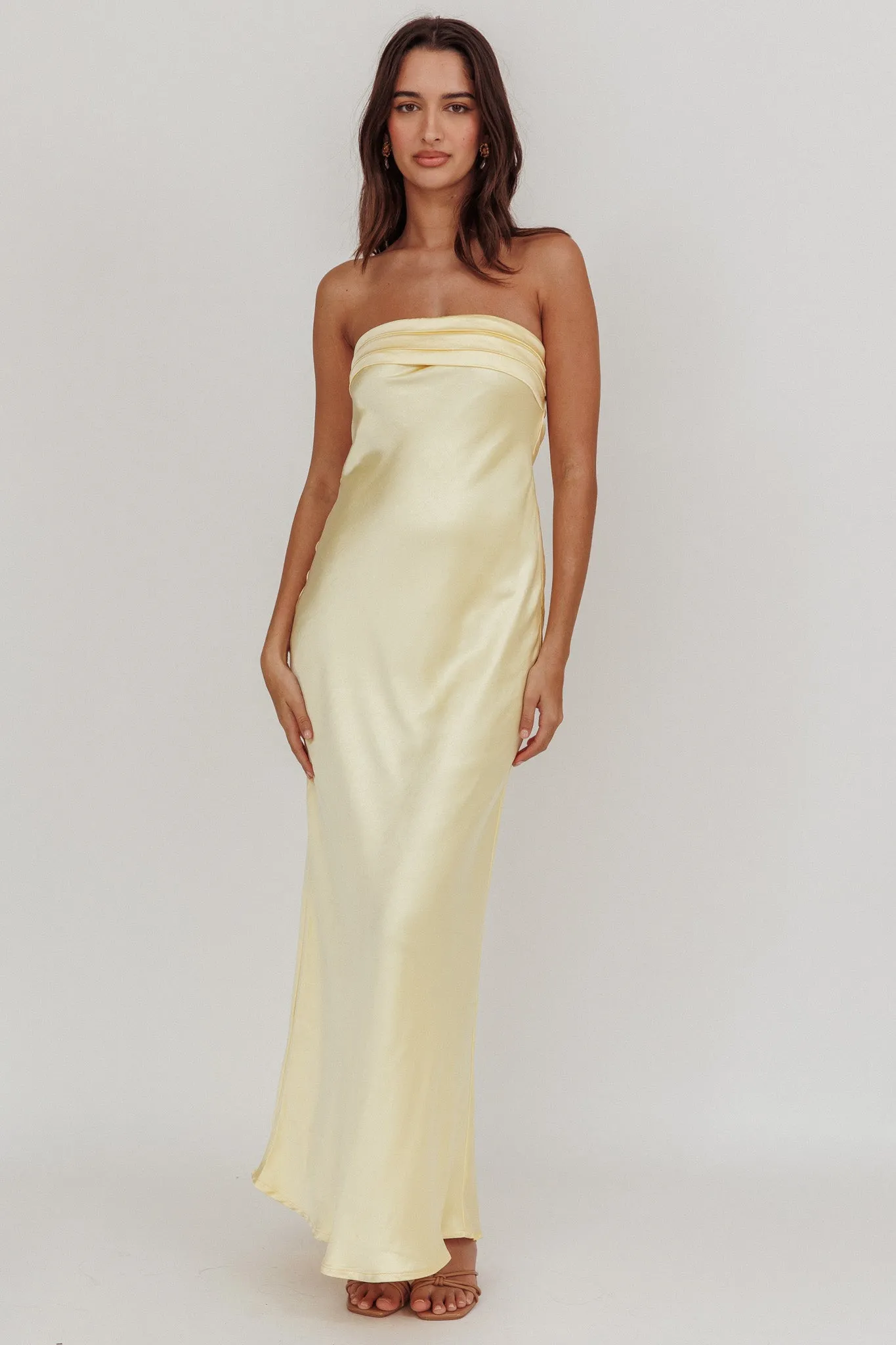 Kona Strapless Open Back Maxi Dress Butter sold by Selfie Leslie product image thumbnail 5