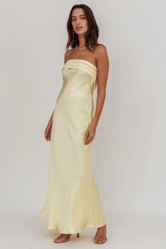 Kona Strapless Open Back Maxi Dress Butter sold by Selfie Leslie