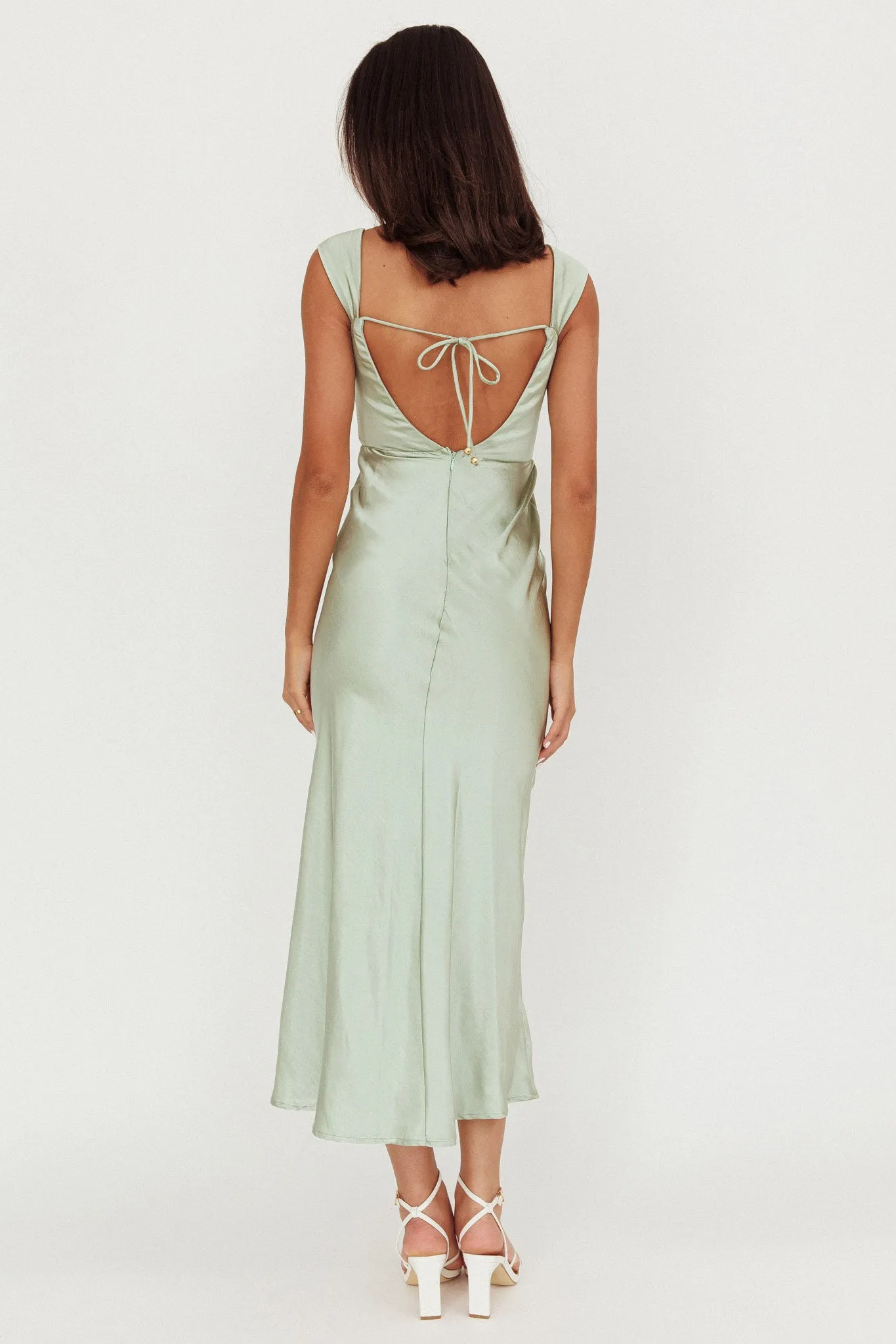 Lucinda Off-Shoulder V-Back Dress Sage sold by Selfie Leslie product image thumbnail 3