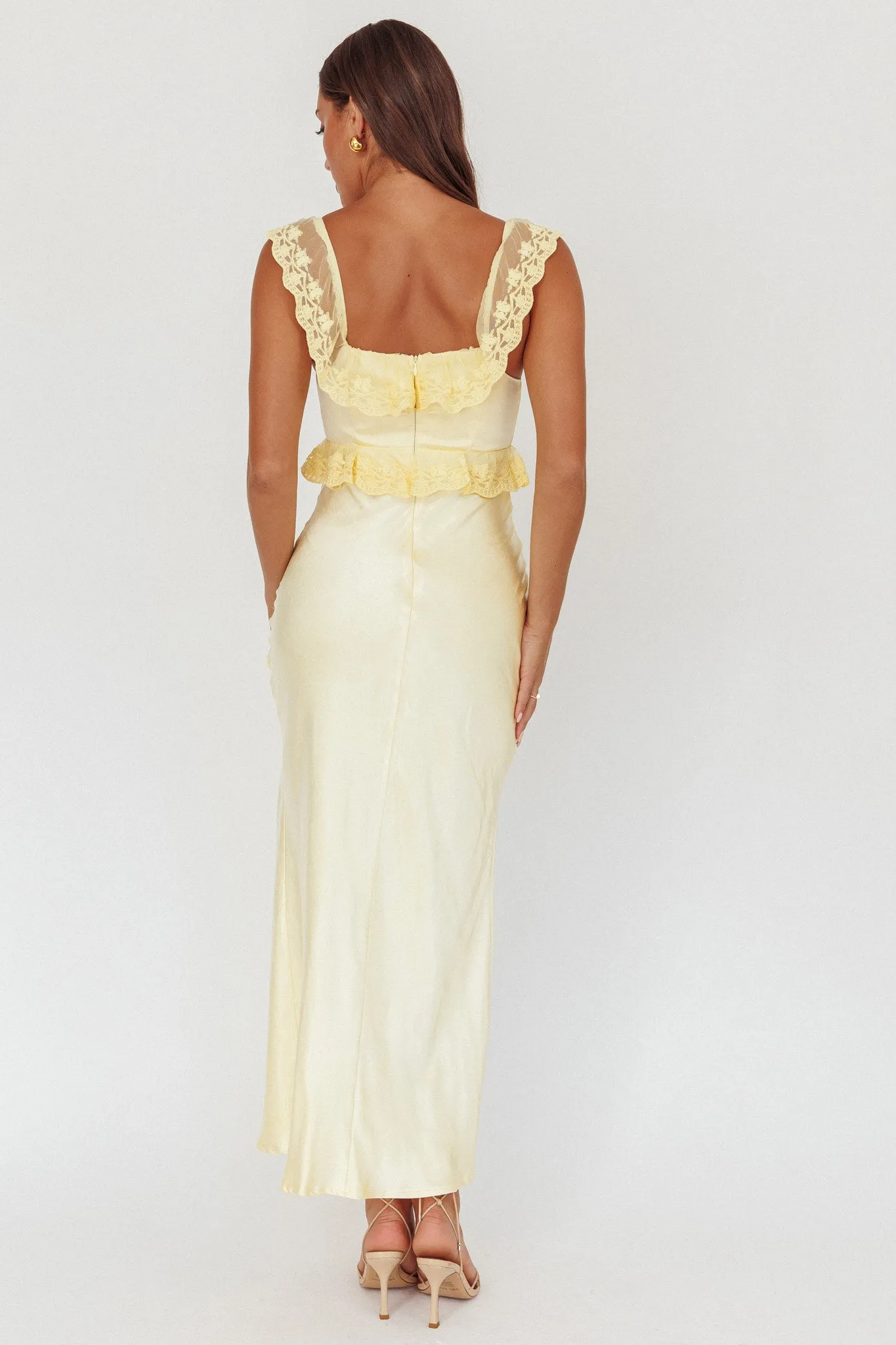 Escapade Lace Trim Maxi Dress Banana sold by Selfie Leslie product image thumbnail 2