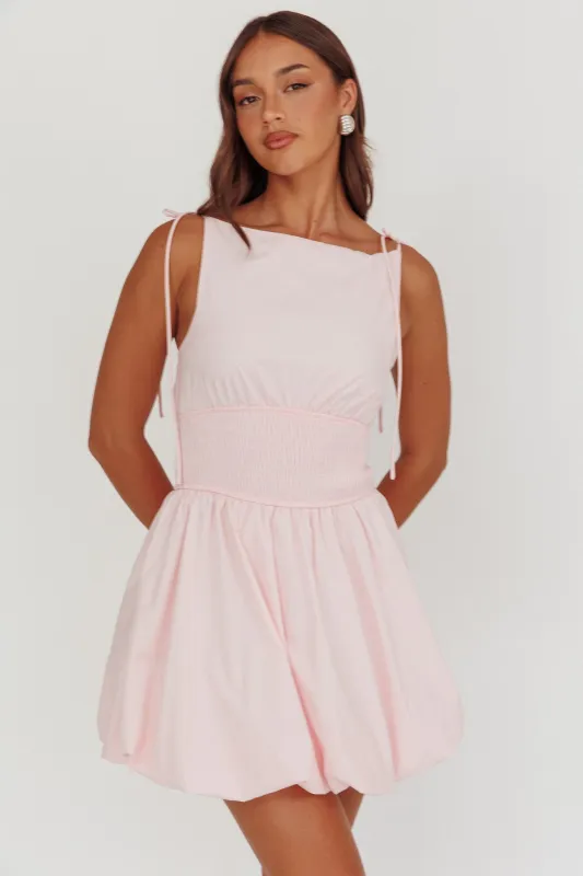 Like Art Tied Shoulder Bubble Mini Dress Pink sold by Selfie Leslie