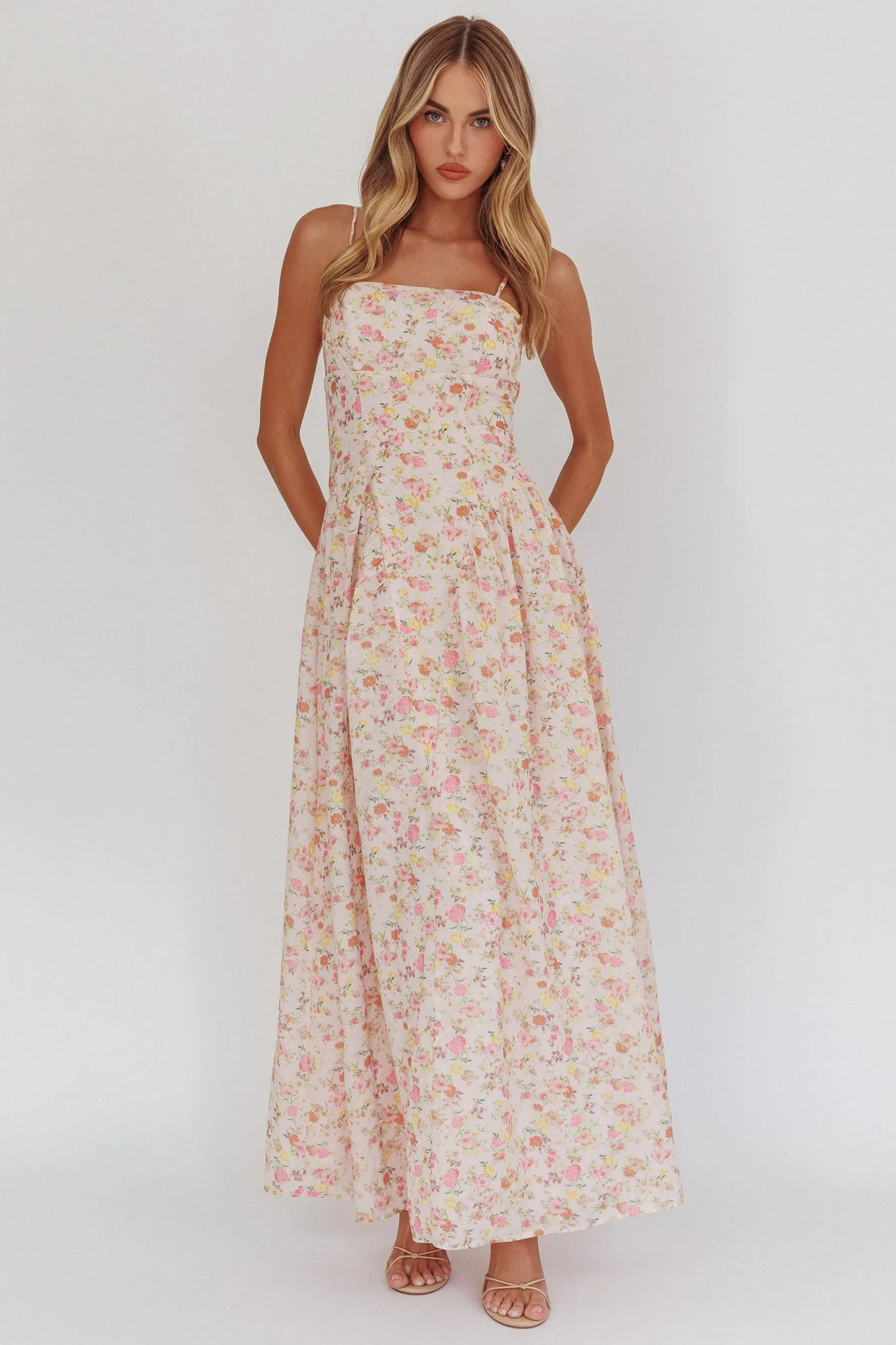 Daisy Day Basque Waist Maxi Dress Floral Pink sold by Selfie Leslie product image thumbnail 5