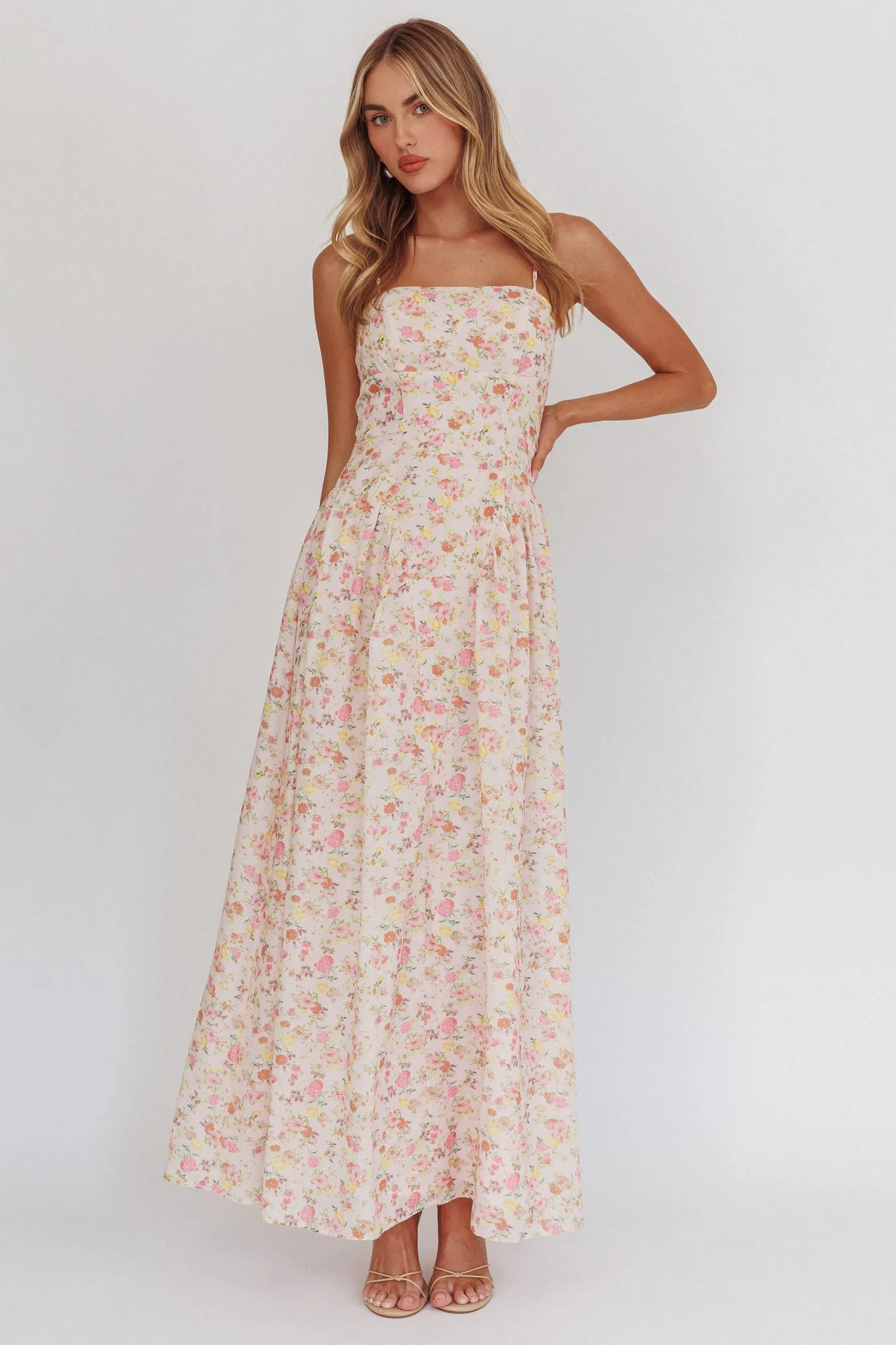 Daisy Day Basque Waist Maxi Dress Floral Pink sold by Selfie Leslie product image thumbnail 4