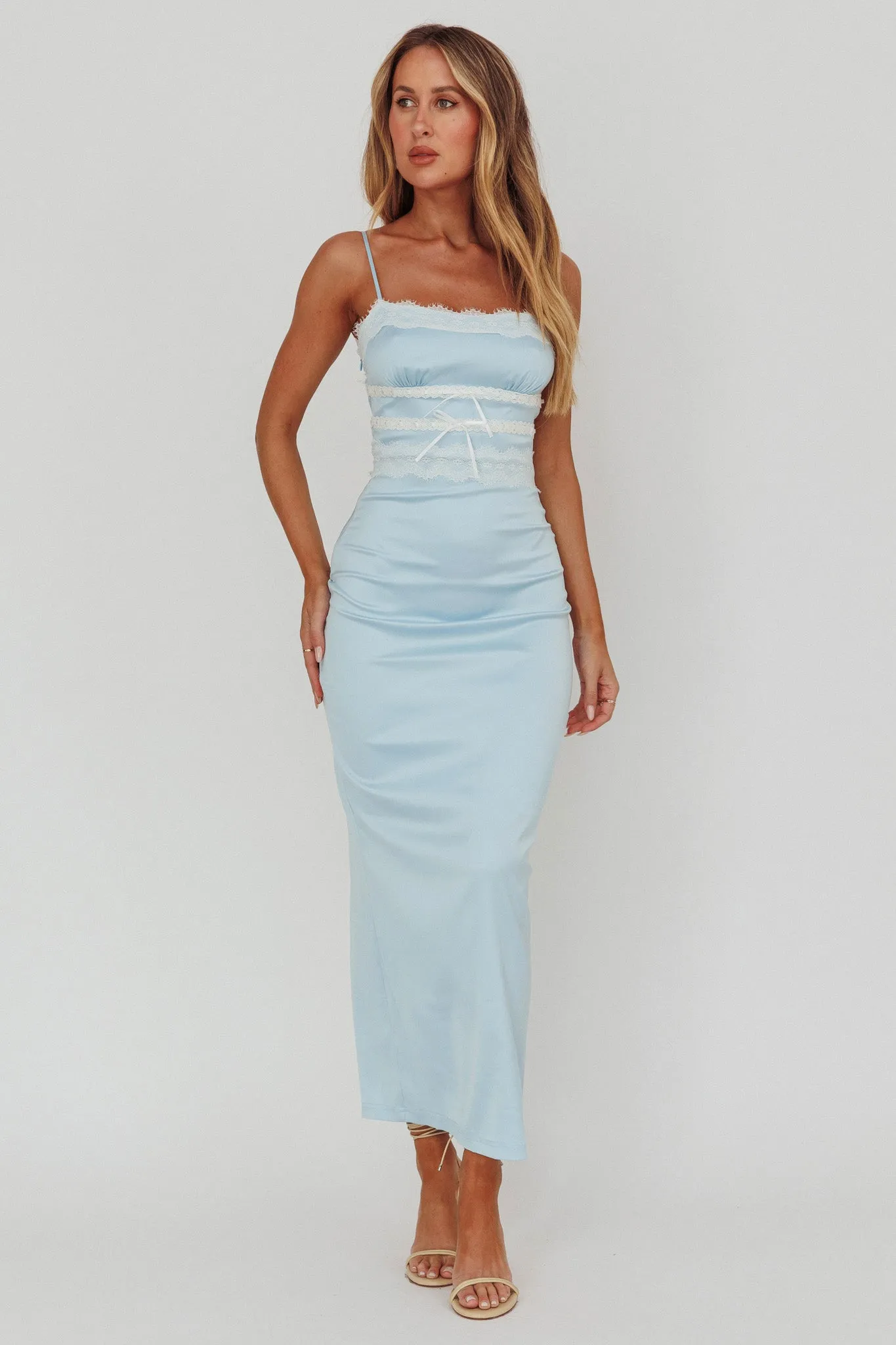 Kellan Lace Trim Maxi Dress Blue sold by Selfie Leslie product image thumbnail 4