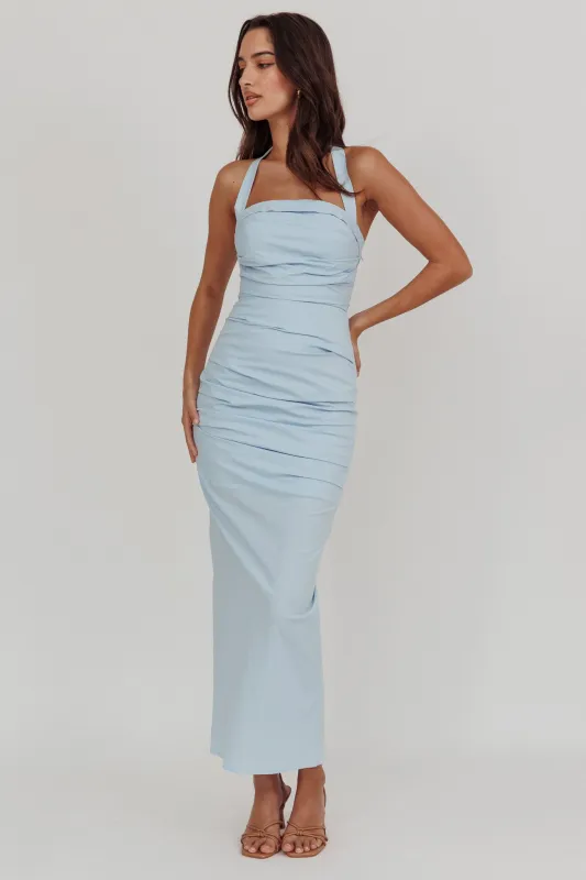 Scout Halterneck Ruched Maxi Dress Blue sold by Selfie Leslie