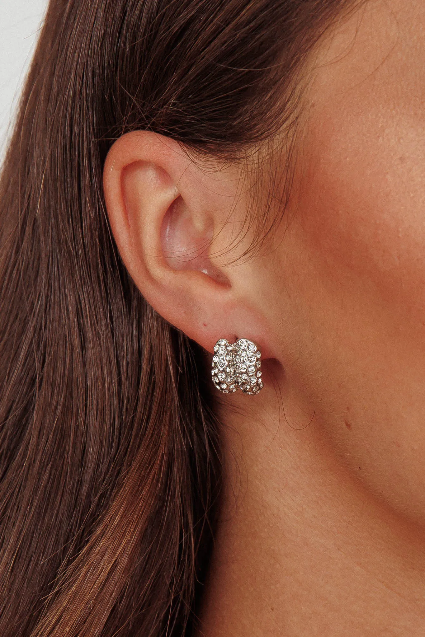 Eliza Pave Earrings Silver Diamante sold by Selfie Leslie product image thumbnail 2