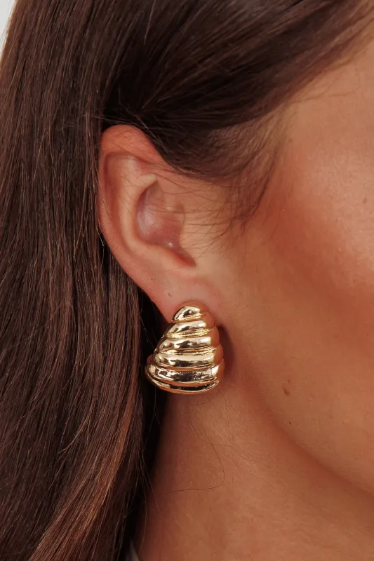 Lune Ridged Croissant Earrings Gold sold by Selfie Leslie