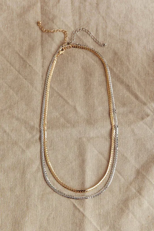 Dannielle Flat Link Chain Set Two-Tone Mixed sold by Selfie Leslie