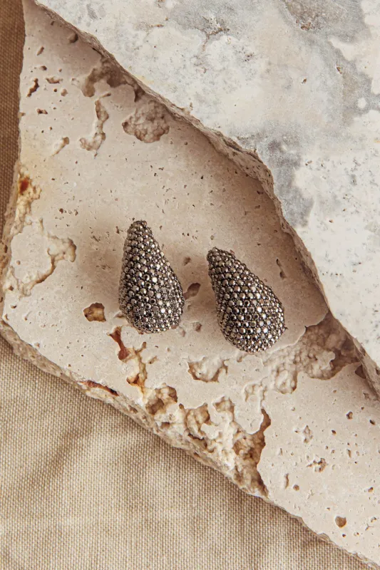 Nebula Pave Teardrop Earrings Black Diamante sold by Selfie Leslie