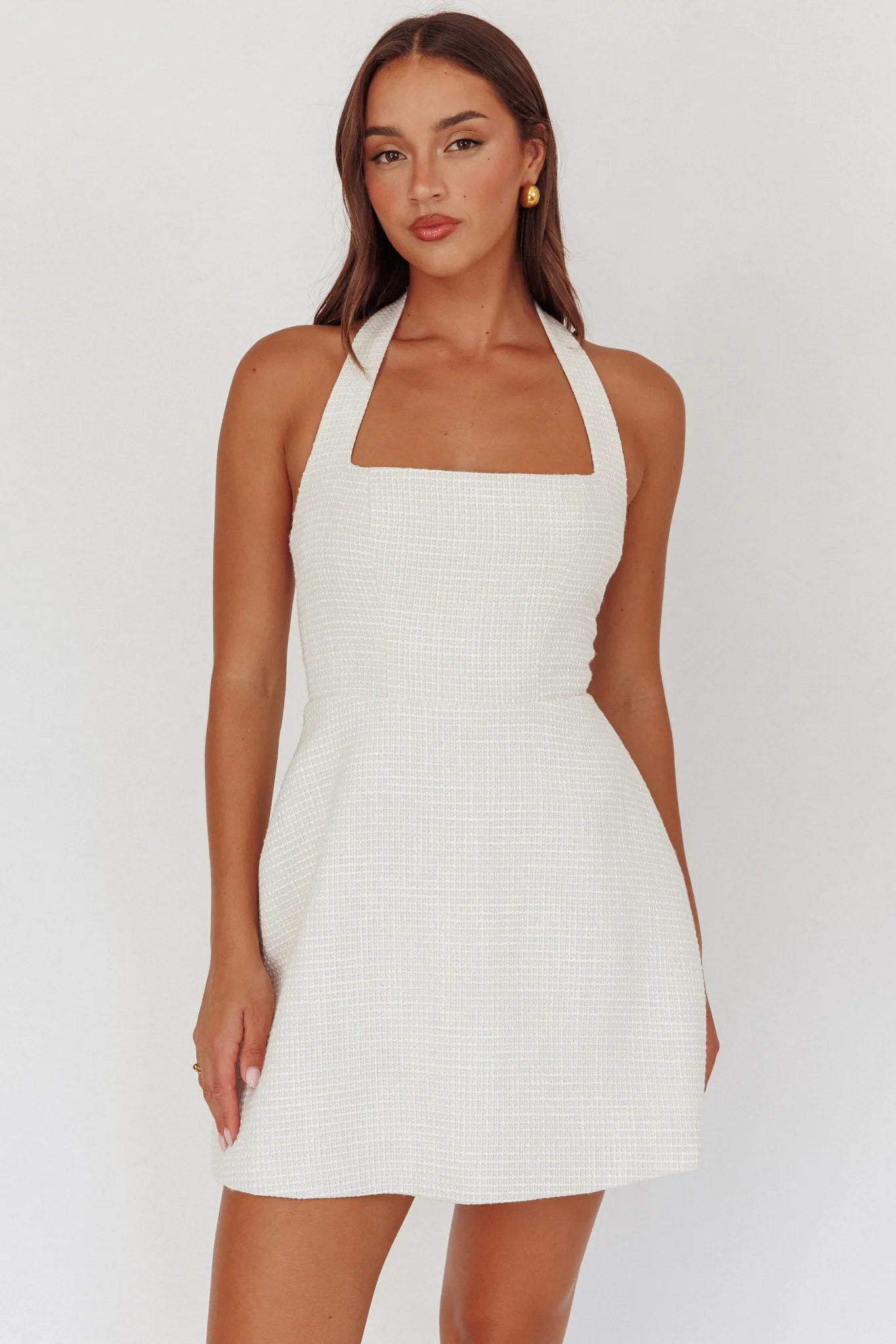 Hendrix Halterneck A-Line Mini Dress Cream sold by Selfie Leslie product image thumbnail 5