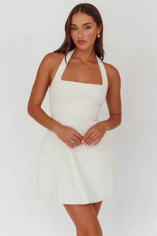 Hendrix Halterneck A-Line Mini Dress Cream sold by Selfie Leslie
