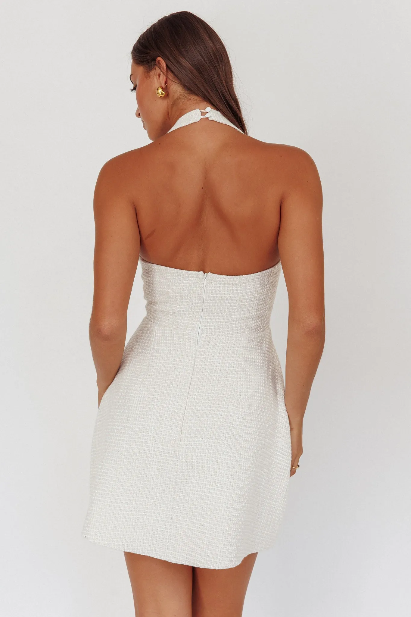 Hendrix Halterneck A-Line Mini Dress Cream sold by Selfie Leslie product image thumbnail 2