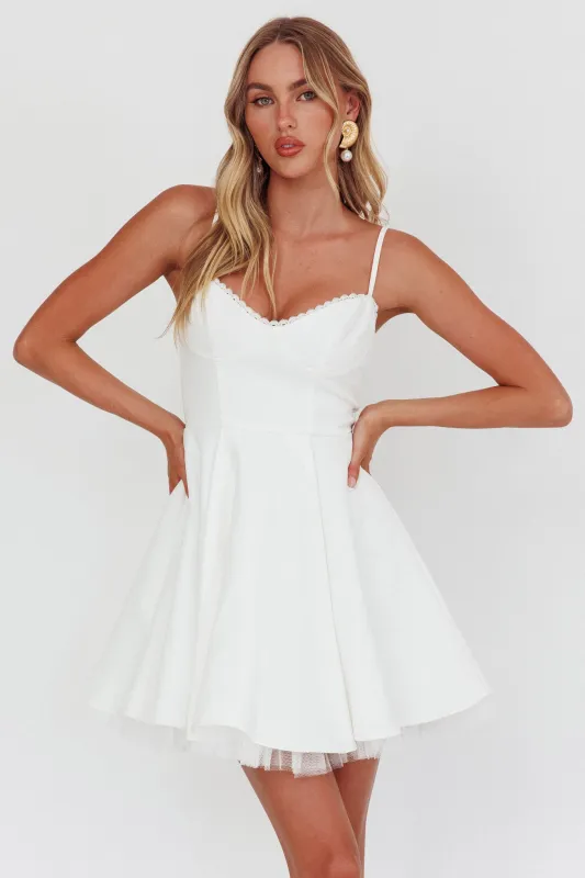 Scully Frill Trim A-Line Mini Dress White sold by Selfie Leslie