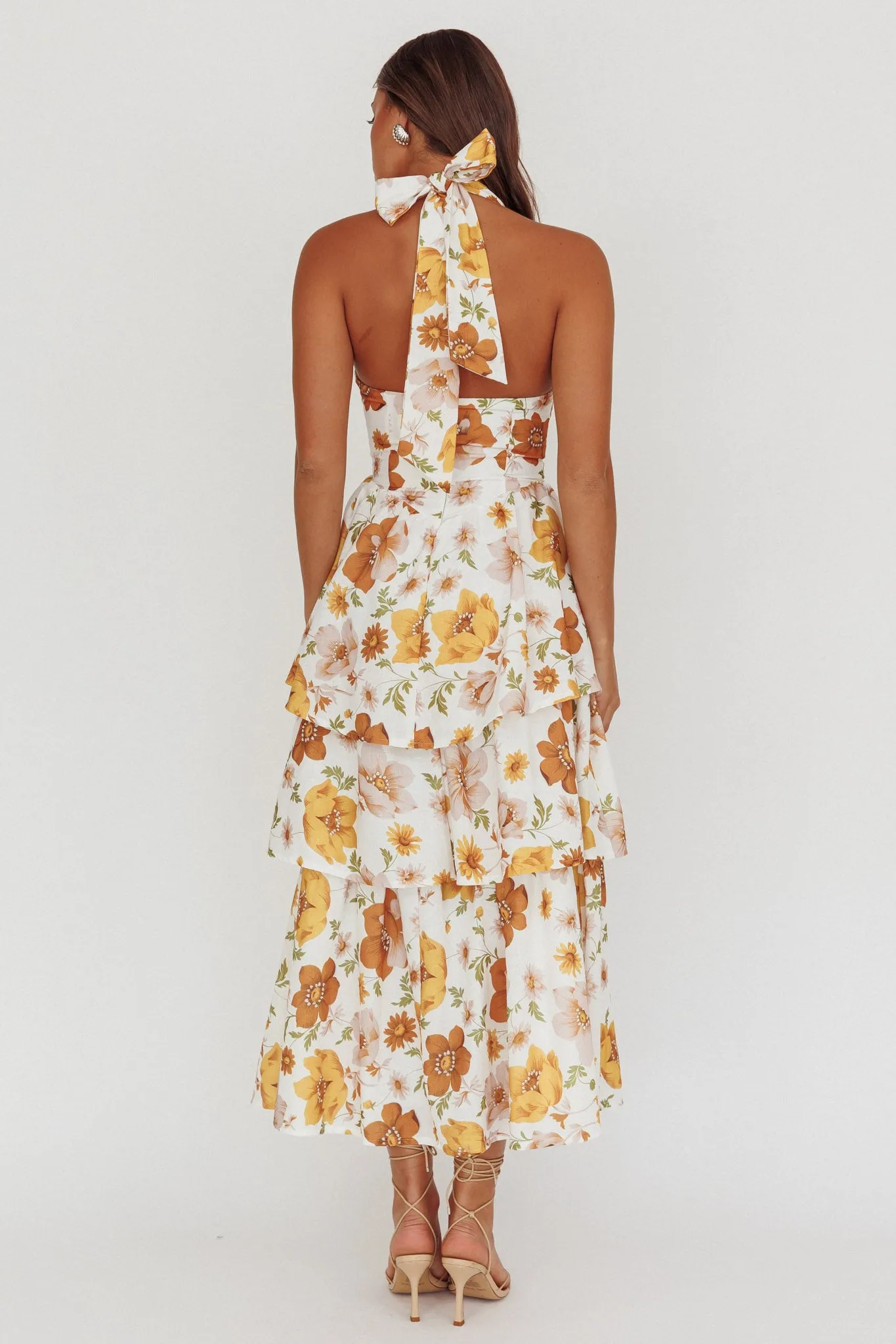 Shaya Tiered Ruffle Maxi Dress Floral Yellow sold by Selfie Leslie product image thumbnail 2