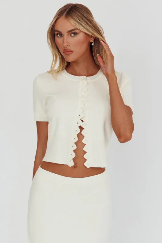 Don't Mind Scallop Edge Knit Top Cream sold by Selfie Leslie
