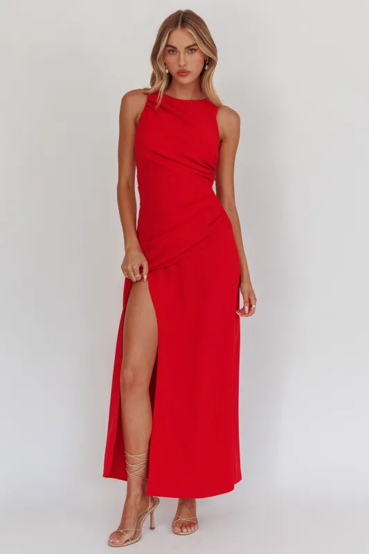 Firelights Lace-Up Back Maxi Dress Red sold by Selfie Leslie