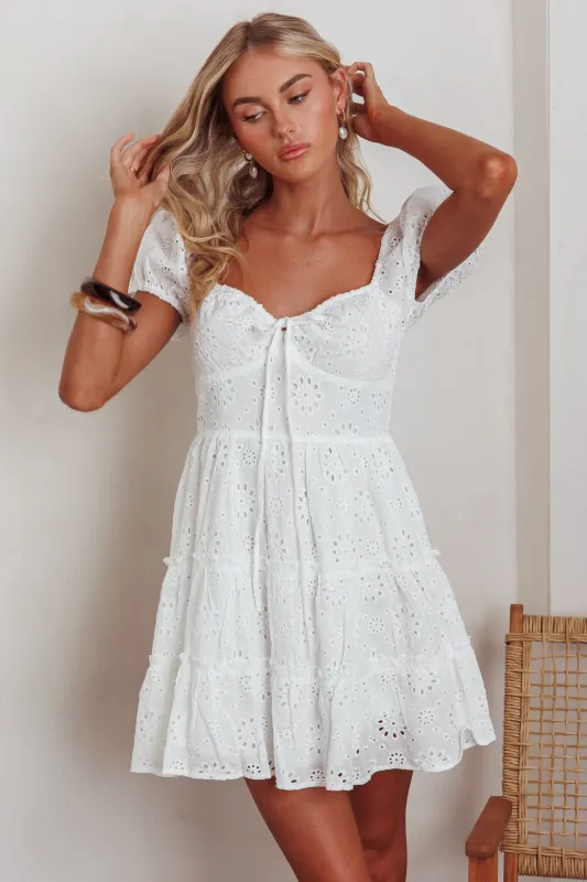 Home Sweet Home Eyelet Mini Dress White sold by Selfie Leslie
