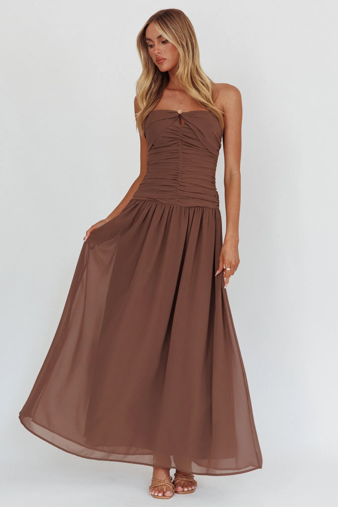High Streets Strapless Maxi Dress Mocha sold by Selfie Leslie product image thumbnail 2