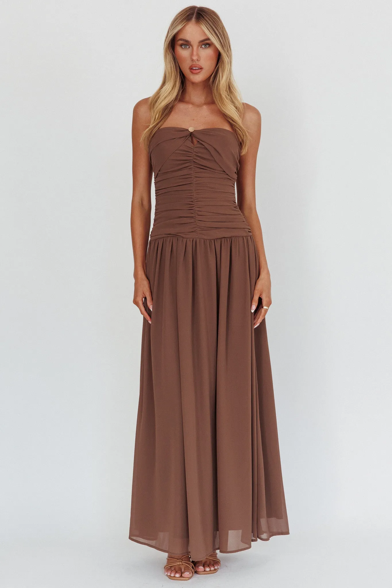 High Streets Strapless Maxi Dress Mocha sold by Selfie Leslie