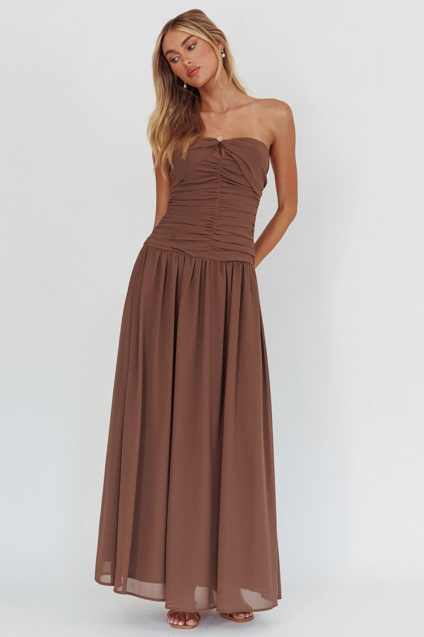 High Streets Strapless Maxi Dress Mocha sold by Selfie Leslie product image thumbnail 5