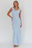 Sangria Cowl Neck Frill Maxi Dress Blue sold by Selfie Leslie
