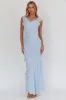 Sangria Cowl Neck Frill Maxi Dress Blue sold by Selfie Leslie