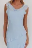 Sangria Cowl Neck Frill Maxi Dress Blue sold by Selfie Leslie