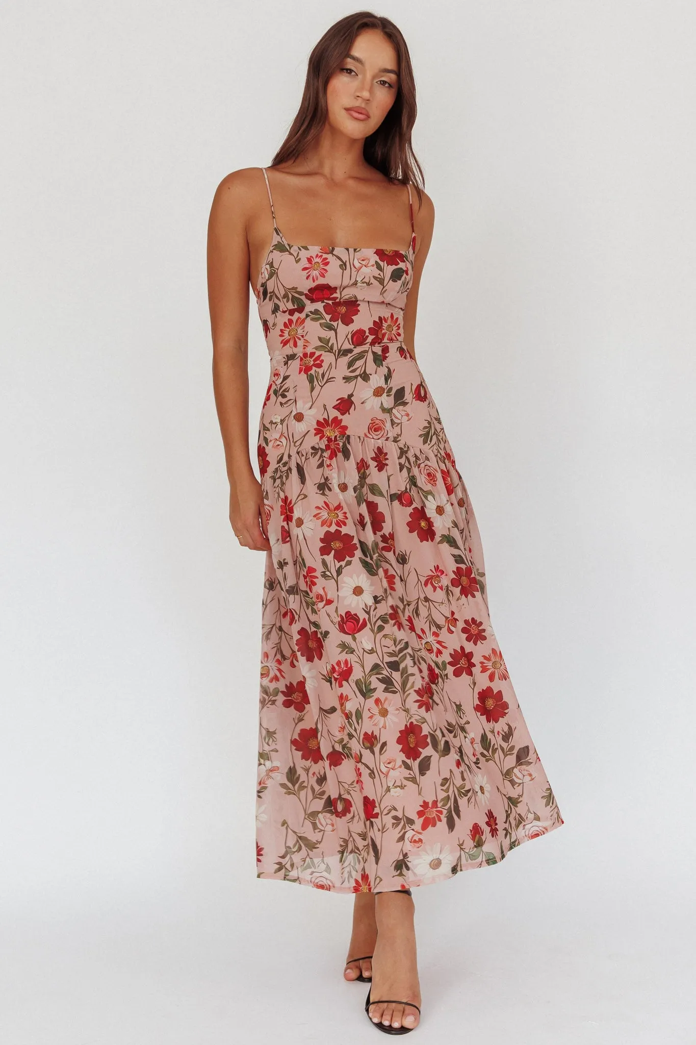 Monday Muse Drop Waist Maxi Dress Floral Red sold by Selfie Leslie product image thumbnail 4