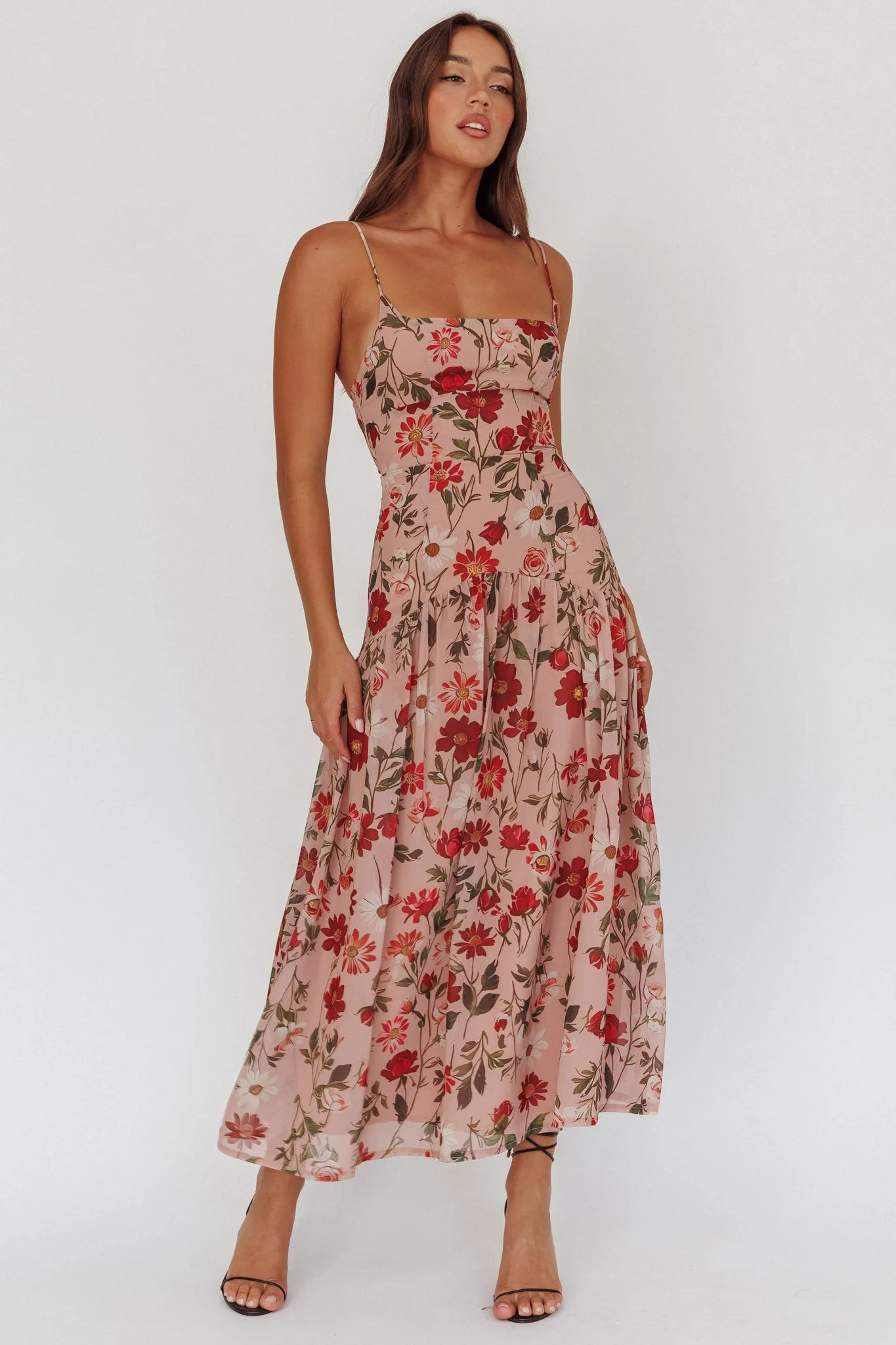 Monday Muse Drop Waist Maxi Dress Floral Red sold by Selfie Leslie product image thumbnail 5