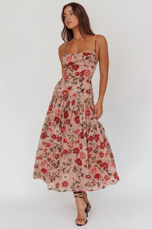 Monday Muse Drop Waist Maxi Dress Floral Red sold by Selfie Leslie