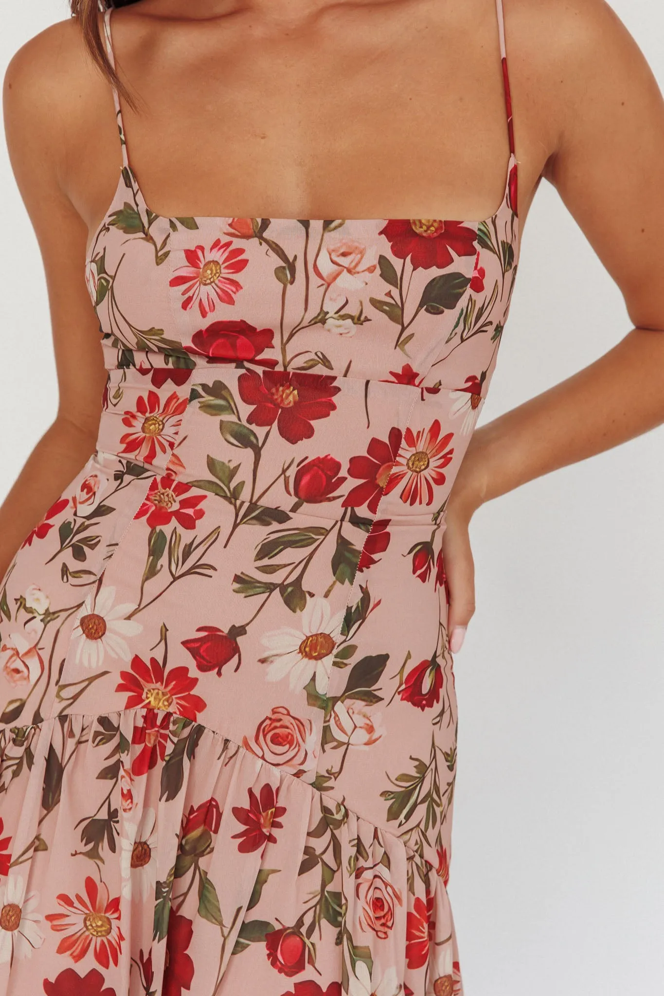 Monday Muse Drop Waist Maxi Dress Floral Red sold by Selfie Leslie product image thumbnail 3