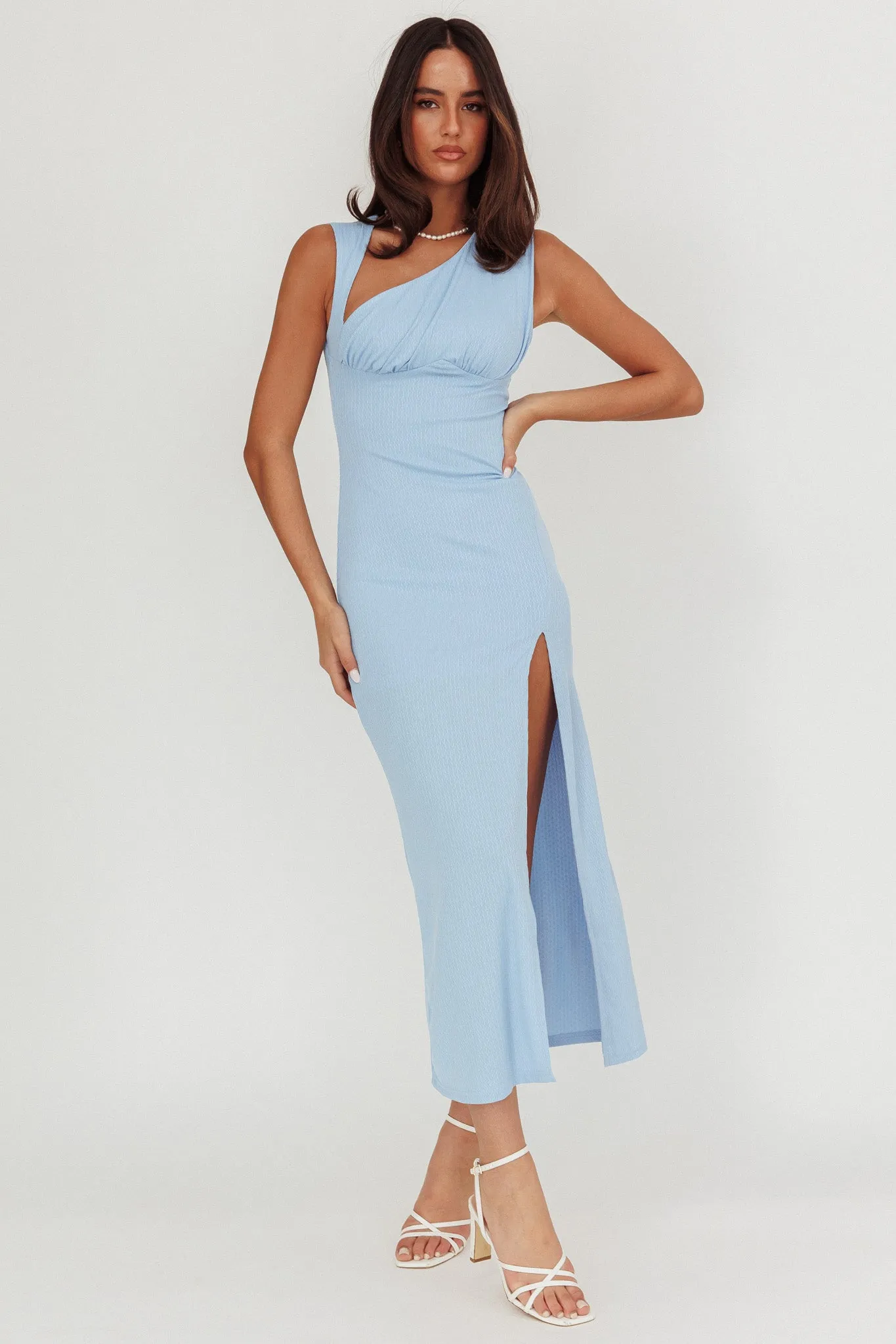Daleela Asymmetric Neckline Maxi Dress Blue sold by Selfie Leslie product image thumbnail 5