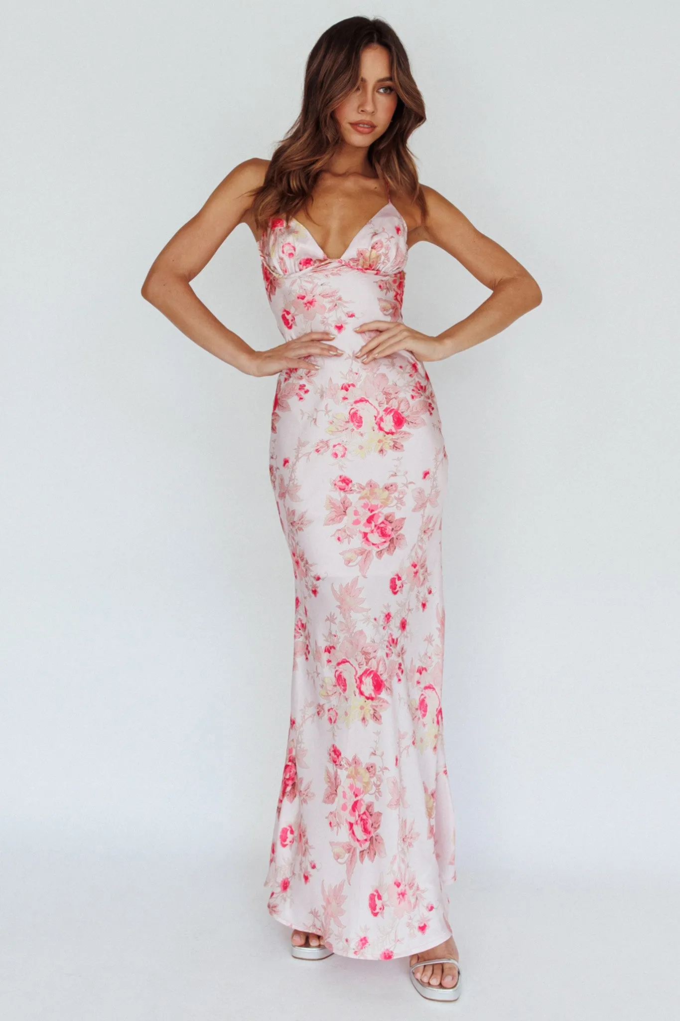 Alora Tie-Up Back Maxi Dress Floral Pink sold by Selfie Leslie product image thumbnail 5