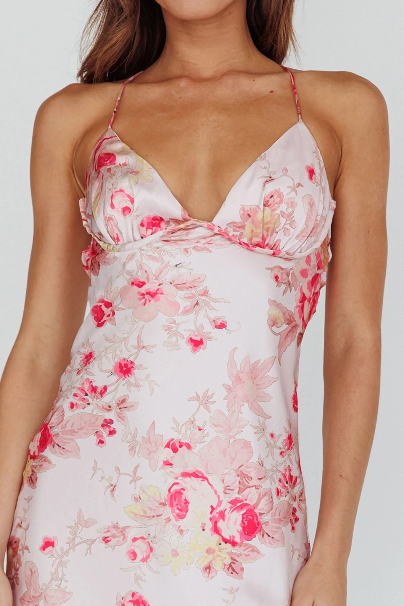 Alora Tie-Up Back Maxi Dress Floral Pink sold by Selfie Leslie product image thumbnail 4