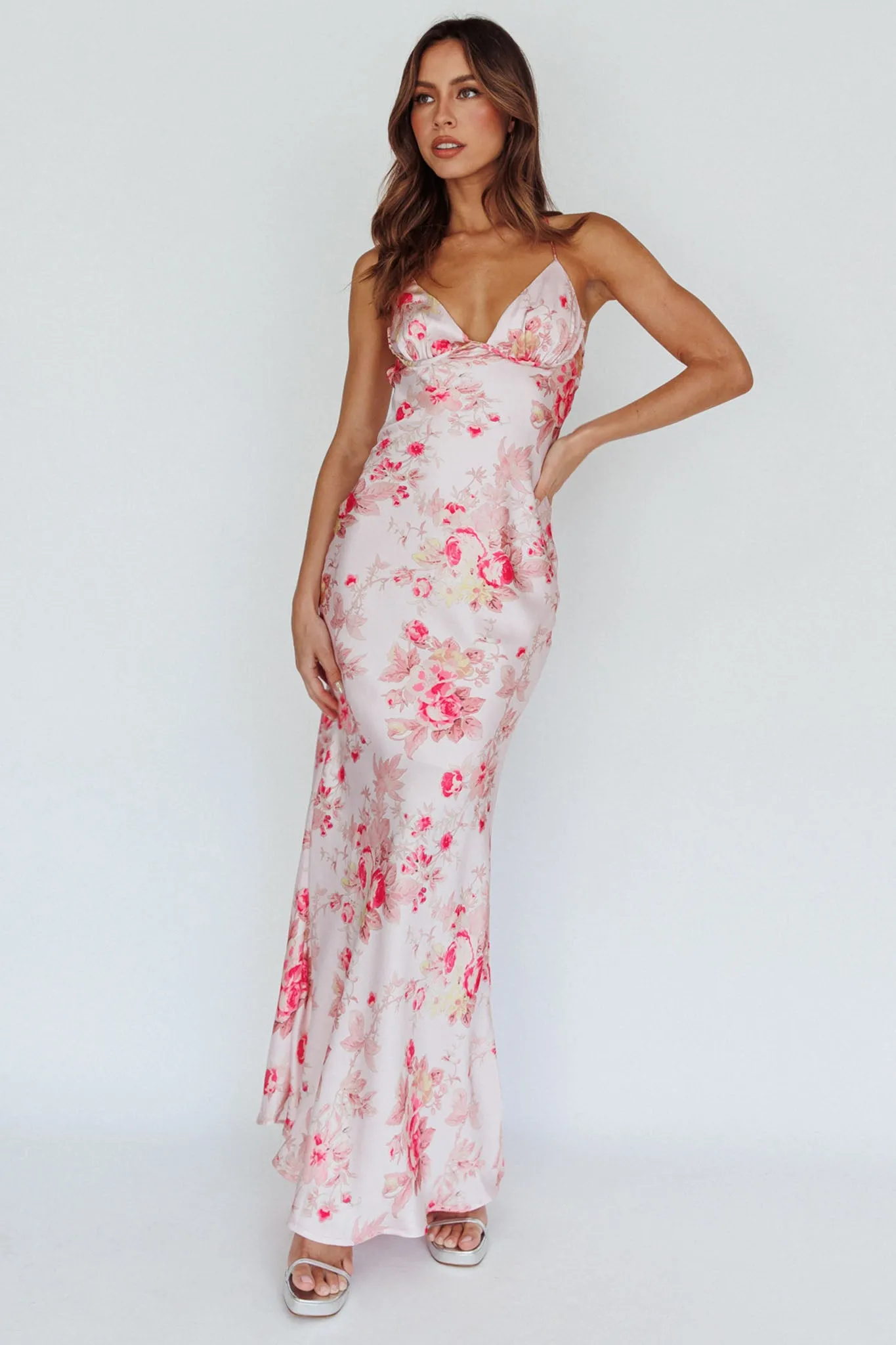 Alora Tie-Up Back Maxi Dress Floral Pink sold by Selfie Leslie