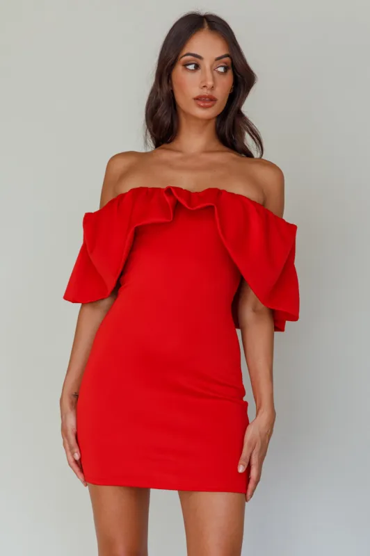 So Dramatic Off-Shoulder Mini Dress Tangerine sold by Selfie Leslie