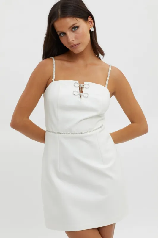 Xharia Diamante Trim Mini Dress Off White sold by Selfie Leslie