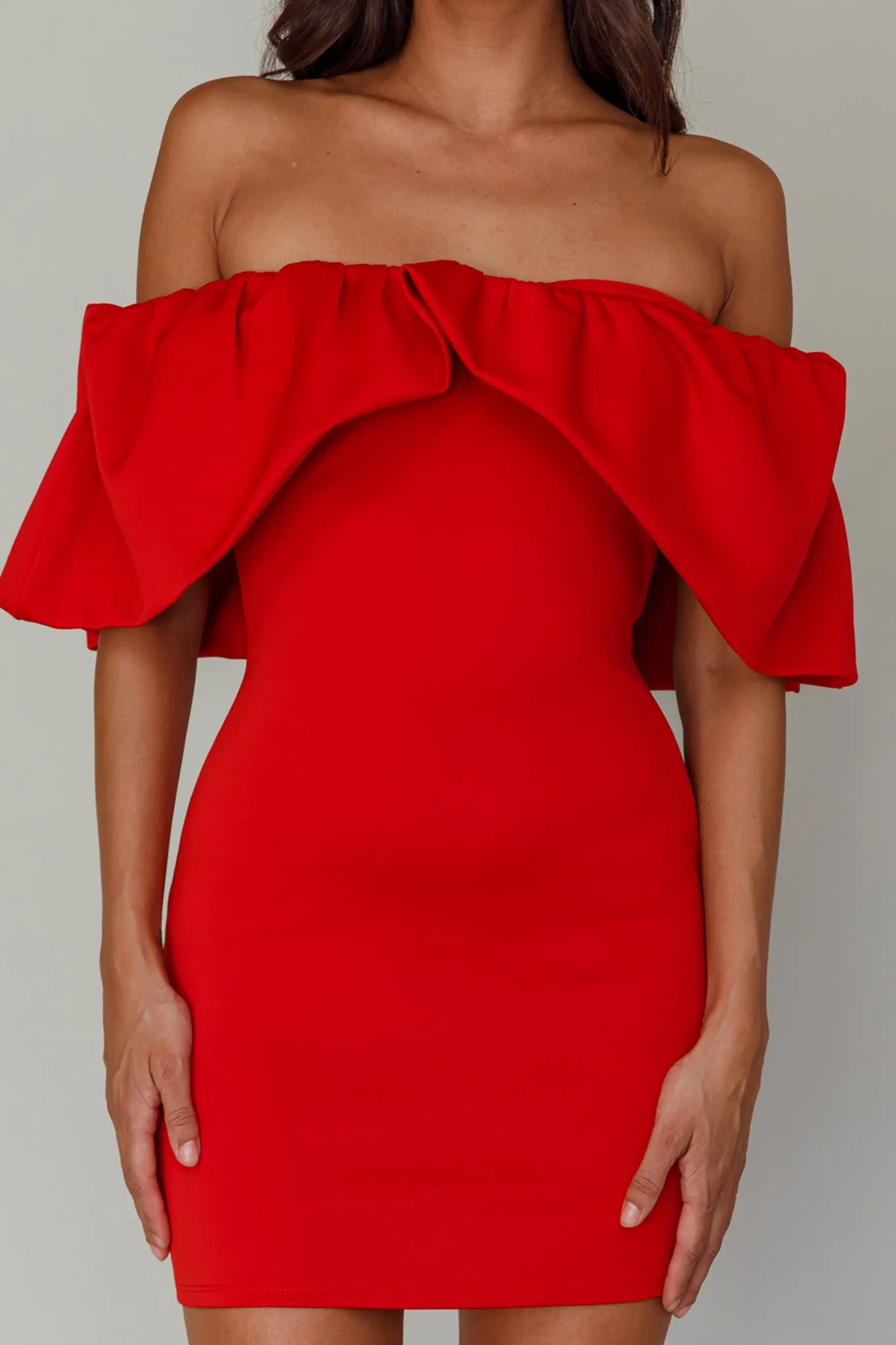 So Dramatic Off-Shoulder Mini Dress Tangerine sold by Selfie Leslie product image thumbnail 4