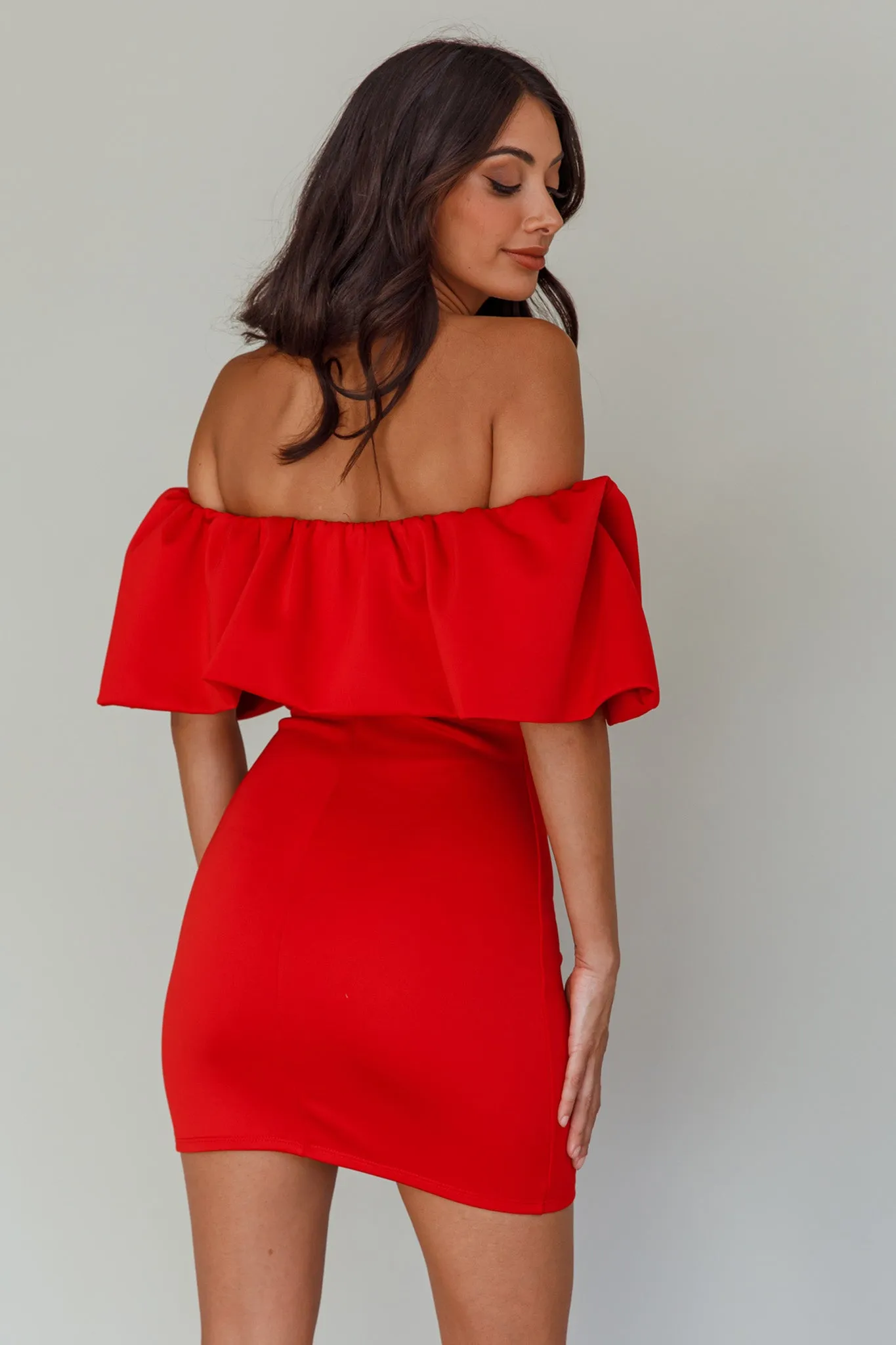 So Dramatic Off-Shoulder Mini Dress Tangerine sold by Selfie Leslie product image thumbnail 2