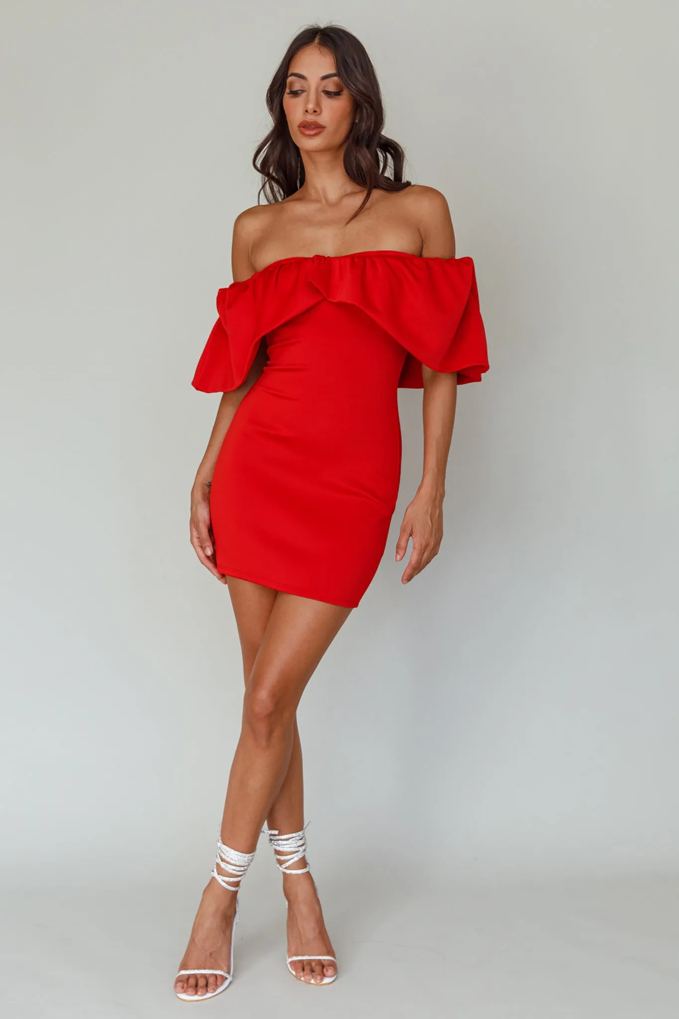 So Dramatic Off-Shoulder Mini Dress Tangerine sold by Selfie Leslie product image thumbnail 3