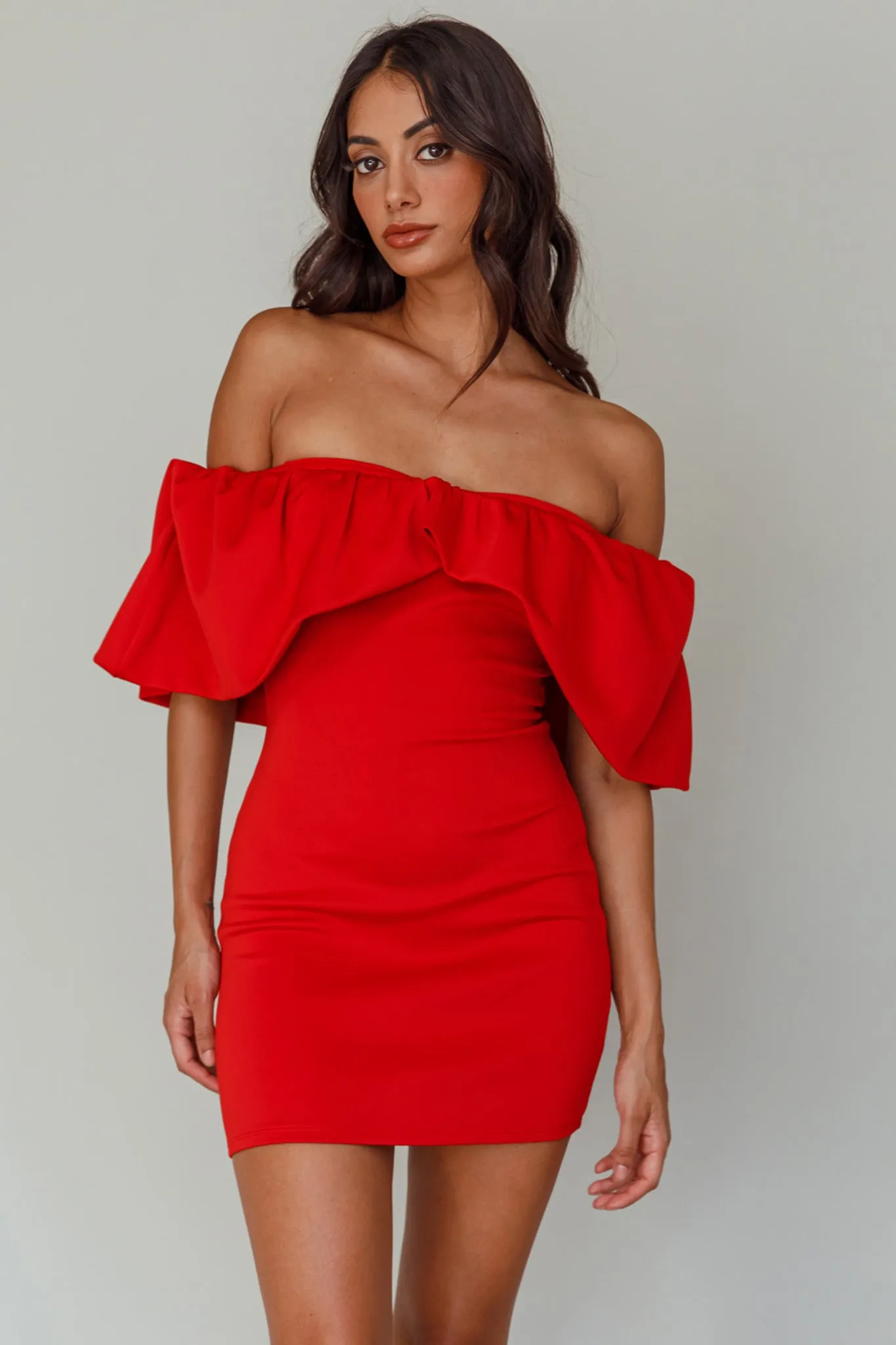 So Dramatic Off-Shoulder Mini Dress Tangerine sold by Selfie Leslie product image thumbnail 5